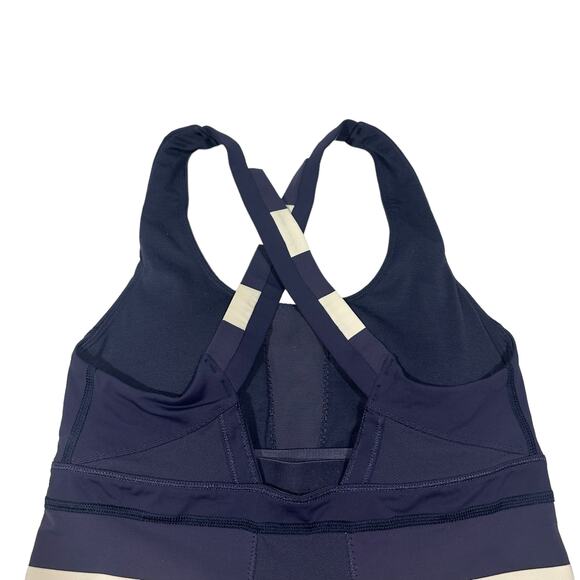 Lululemon Striped Navy Blue Stuff Your Bra Criss Cross Tank Top, Sz 6 - Picture 4 of 9